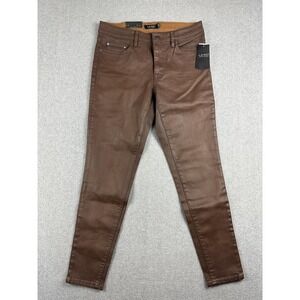 Lauren Ralph Lauren Wax Jeans Womens 8 Brown Wash Mid Rise Skinny Ankle Stretch